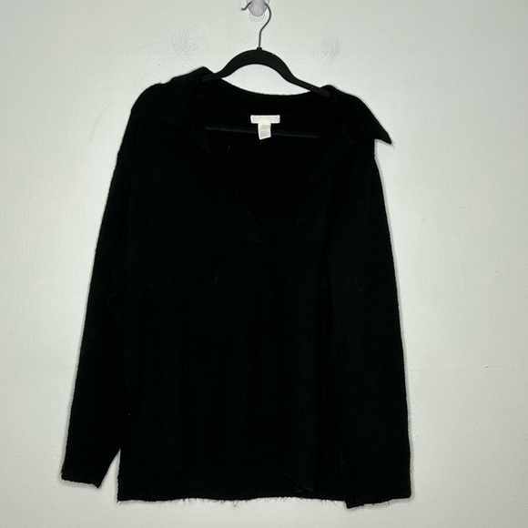 H&M Sz S Black Relaxed V Neck Sweater - Picture 2 of 8